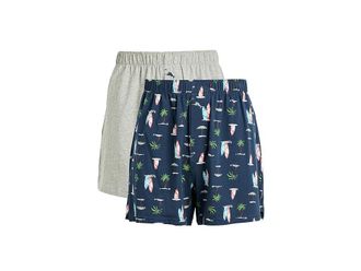 Tommy Bahama 2-Pack Knit Boxers Mens Underwear Navy Palm/Grey : 2XL (44-46 Waist), Cotton/Spandex
