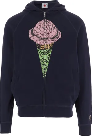 Icecream Navy Cotton Zip Logo Hoodie