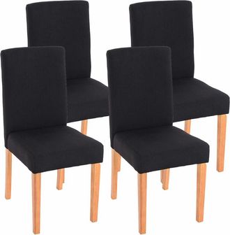 Hhg Hhg - Nunca Usado] Juego De 4 Sillas De Comedor Silla De Cocina Littau, Textil, Negra, Patas Claras