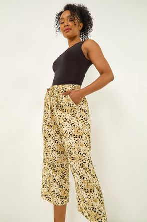 Roman Animal Print Cropped Trouser