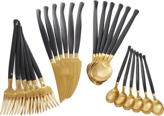 Berghoff Dina 24-Piece Flatware Set in Black And Gold at Nordstrom Rack