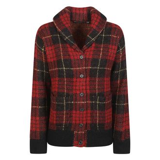 Ralph Lauren Cardigans, female, Multicolor, S, Plaid Shawl-Collar Knit Cardigan