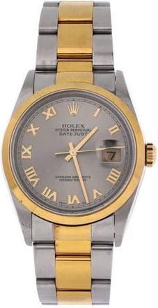 Rolex Oyster Perpetual Datejust Automatic Watch Stainless Steel and Yellow Gold 36 in Metallic Silver at Nordstrom