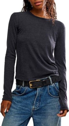 Free People Nova Long Sleeve T-Shirt in Black at Nordstrom, Size Medium