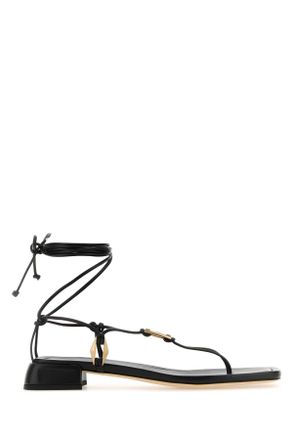 Jimmy Choo London Womens Black Nappa Leather Onyxia Thong Sandals - Size EU 36