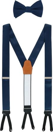 Trafalgar Store Sutton Solid Color Silk Brace and Bow Tie Combo in Navy at Nordstrom