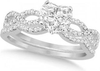 Allurez Twisted Infinity Heart Diamond Bridal Set 14k White Gold (0.63ct)