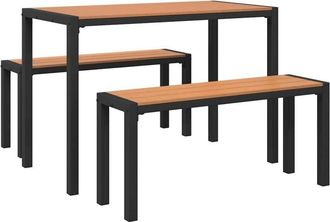 vidaXL Vidaxl - Set da Pranzo per Giardino con cuscino 3 pcs Marrone Acciaio