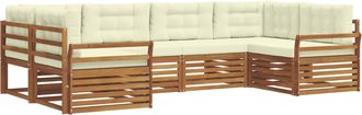 vidaXL Conjunto De Sof&aacute;s De Exterior 6 Uds. Natural Y Crema Vidaxl