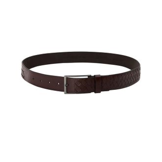 HUGO BOSS Riem van gevlochten leer voor heren (Donkerbruin)