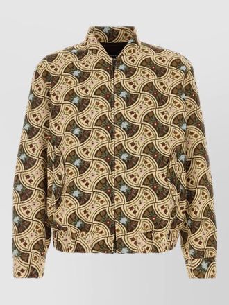 Emporio Armani jacquard bomber jacket stand collar pattern