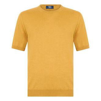 Fedeli Cashmere Knitwear, male, Yellow, Size: L Short-sleeve Sweater