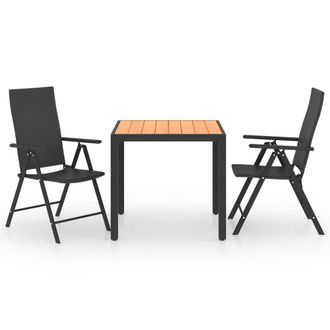 Berkfield Home 3 Piece Garden Dining Set Black & Brown