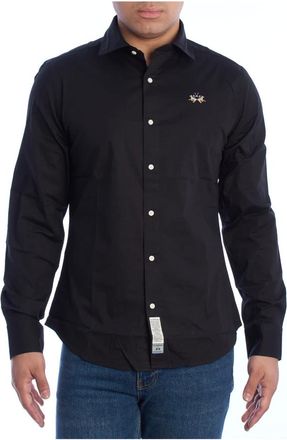 La Martina Heren, Overhemden, Zwart, Maat: 2XL