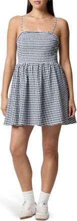 Florence By Mills Fit & Flare Smocked Minidress in Black/White Gingham at Nordstrom, Size Xx-Small