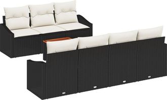vidaXL Garden Sofa Set 8 pcs Black, white Vidaxl