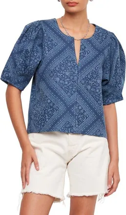 Fifteen Twenty Print Puff Shoulder Top at Nordstrom, Size Small