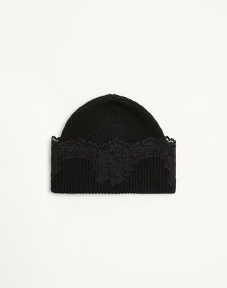 Valentino Garavani VLogo Signature Cashmere And Lace Beanie Wo