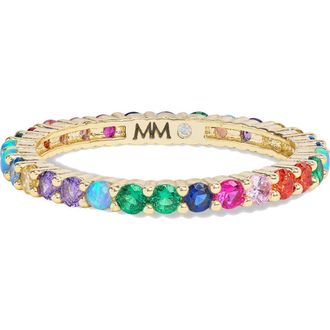Melinda Maria The Baby Heiress Rainbow Cubic Zirconia Band Ring in Gold-Rainbow at Nordstrom, Size 10
