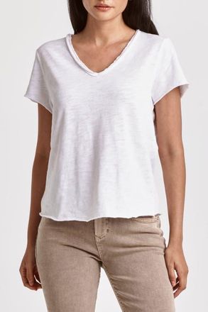 Dear John Denim Vanya V-Neck Slub Knit T-Shirt in White at Nordstrom, Size X-Large