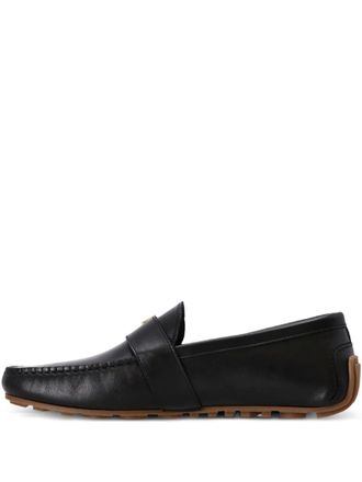 Moschino leather bar-detail loafers - Black