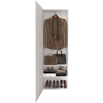 Dmora Mobile da Ingresso Medolla, 6 Paia, 2 Ripiani Made in Italy, Appendiabiti, 78x31x186.5h cm Bianco Lucido