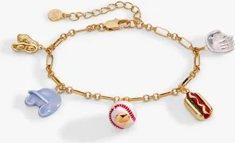 Alex and Ani Take Me Out to the Ballgame Baseball Charm Bracelet in Brass Two Tone at Nordstrom