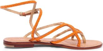 Maliparmi Sandalen met kralen in Infradito-stijl - Dames - Sandalen - Oranje - 38 EU - Schoenen