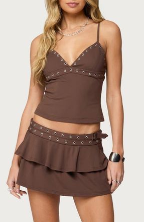 Edikted Hailie Grommet Trim Camisole in Brown at Nordstrom, Size X-Small