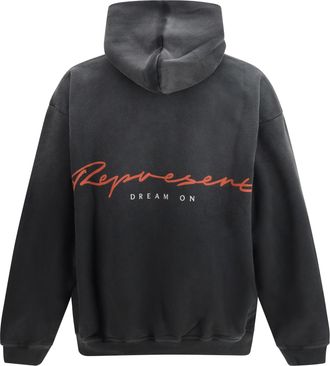Represent Mens Chrome Flight Hoodie Stained Black Cotton Sweatshirts Sweater
