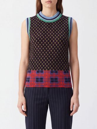 Dries Van Noten Gilet in maglia in misto lana con motivo tartan e rombi