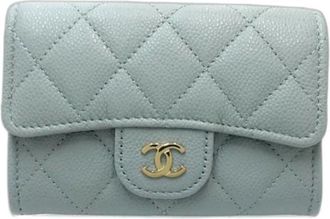 Chanel Pre-owned Vintage Portemonnee - Dames - Vintage Accessoires - Groen - ONE Size - Leer - Vintage