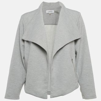 Calvin Klein Grey Ribbed Corduroy Open-Front Jacket