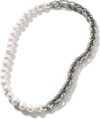 John Hardy Surf Necklace, Sterling Silver, Pearls, 10.5mm in White at Nordstrom, Size 18