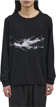 Isabel Benenato Maglia in cotone con stampa - Heren - Longsleeves - Zwart - S - Katoen - Tops