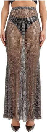 Santa Brands Maxi Mesh Kristalversierde Rok - Dames - Maxi Rokken - Zwart - Xs/S - Polyester - Rokken
