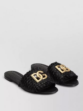 Dolce & Gabbana leather raffia flat sandals