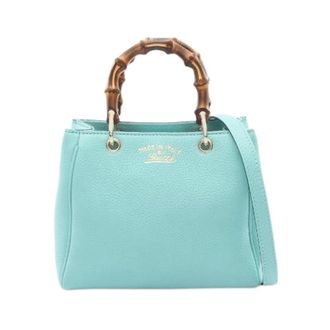 Gucci Pre-owned Handbags, female, Blue, Size: ONE SIZE Pre-owned Bamboo Mini Shopper 2way Leather Handbag