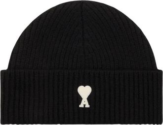 Ami De Coeur Beanie - Heren - Hoeden - Zwart - ONE Size - Wol - Accessoires