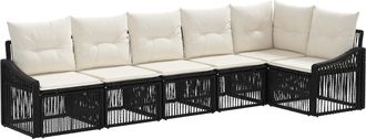 vidaXL Conjunto De Sof&aacute;s De Jard&iacute;n 6 Uds. Negro Rat&aacute;n Sint&eacute;tico Vidaxl