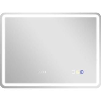 HOMCOM Homcom - Espejo De Ba&ntilde;o Con Luz Led 80x60 Cm Con Bluetooth 3 Colores De Luz Reloj Digital Funci&oacute;n Antivaho Funci&oacute;n De Memoria Interruptor T&aacute;ctil Ip44