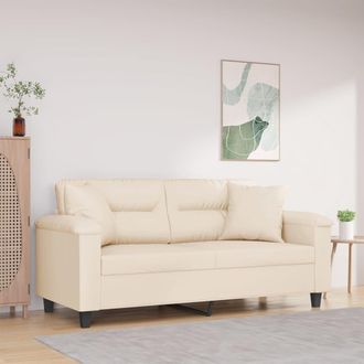 vidaXL Sof&aacute; De 2 Plazas Con Cojines Tela De Microfibra Beige 140 Cm Vidaxl