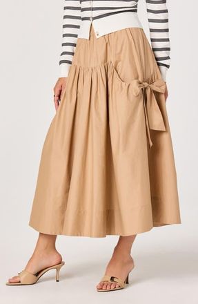 ASTR the Label Lylah Bow Detail Cotton Skirt in Khaki at Nordstrom, Size X-Small