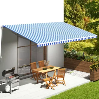 vidaXL Tela De Repuesto Para Toldo Azul Y Blanco 6x3,5 M Vidaxl