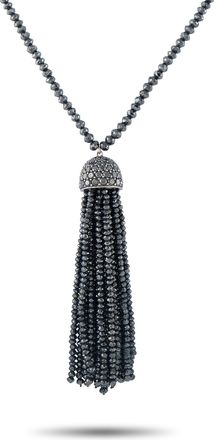 Ivanka Trump 18K White Gold Black Diamond Tassel Pendant Necklace IT17-060326