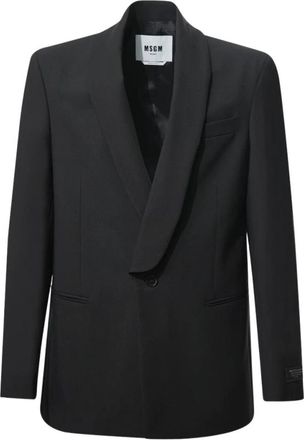 Msgm Msgm Jassen Black - Heren - Blazers - Zwart - M - Wol - Jassen