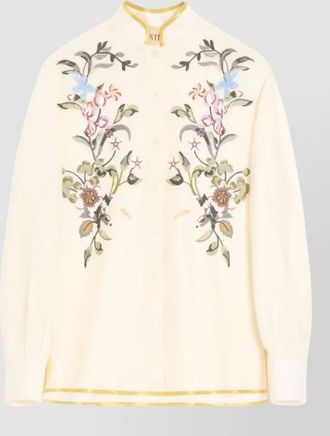 Valentino Garavani floral-embroidered linen shirt