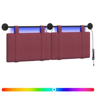 vidaXL Cabecero Colgante Con Luz Led Rojo Vino Tela Vidaxl