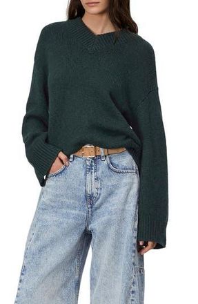 Rag & Bone Danica Wool & Cashmere V-Neck Sweater in Darkgrn at Nordstrom Rack, Size Large