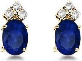 Allurez Oval Stud Earrings 14k in Blue Sapphire at Nordstrom